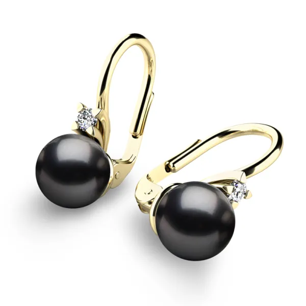 Dámské náušnice přírodní diamant 0.050 ct perlové 10889-ZL-DIA-FW-Black