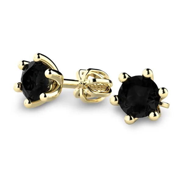 Dámské náušnice ze žlutého zlata 585/1000 s černými zirkony 109017-ZL-ZIR-Black