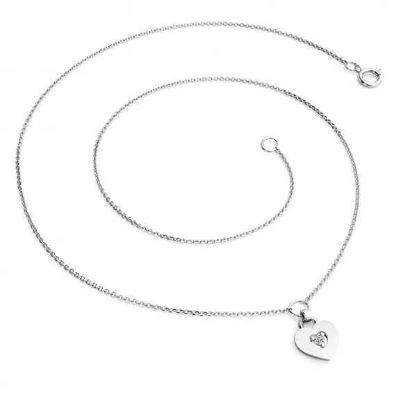 Náhrdelník srdce s diamantem 10874-NH05-B-DIA