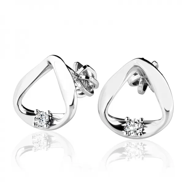 Náušnice z bílého zlata 585/1000 s přírodními diamanty 0,024ct, G/SI