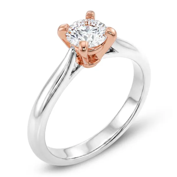 Dámský prsten bílé růžové zlato 585/1000 přírodní diamant 0.41 ct G/SI 10202-BCV-DIA