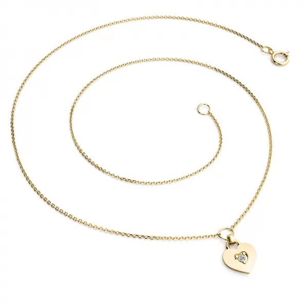 Náhrdelník srdce s diamantem 10874-NH05-ZL-DIA
