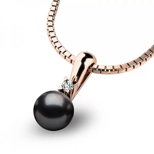 Perlový přívěsek s diamantem 10891-CV-DIA-Black