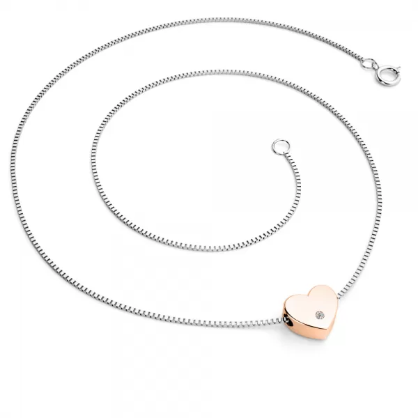 Náhrdelník srdce s diamantem 10979-NH01-BCV-DIA