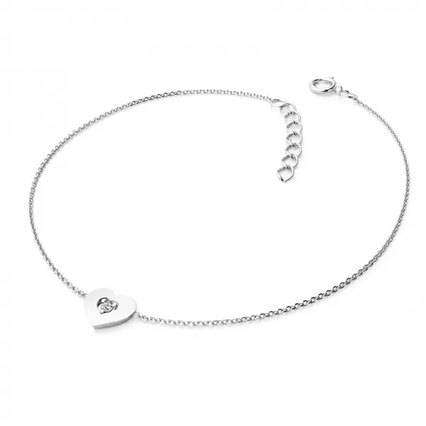 Náramek z bílého zlata 585/1000 s přírodním diamantem 0,045ct, 10874-NR02-B-DIA