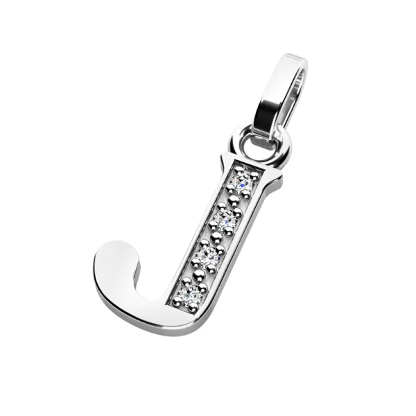 Přívěsek písmeno J bílé zlato 585/1000 přírodní diamanty 0.018 ct G/SI 10982-00-B-DIA-J