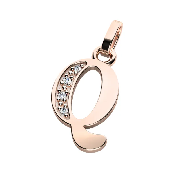 Přívěsek písmeno Q růžové zlato 585/1000 přírodní diamanty 0.018 ct G/SI 10982-00-CV-DIA-Q