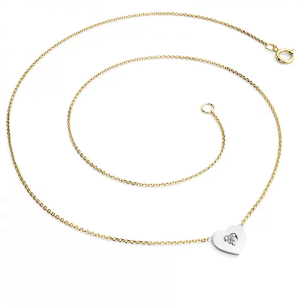 Náhrdelník srdce s diamantem 10874-NH01-ZLB-DIA
