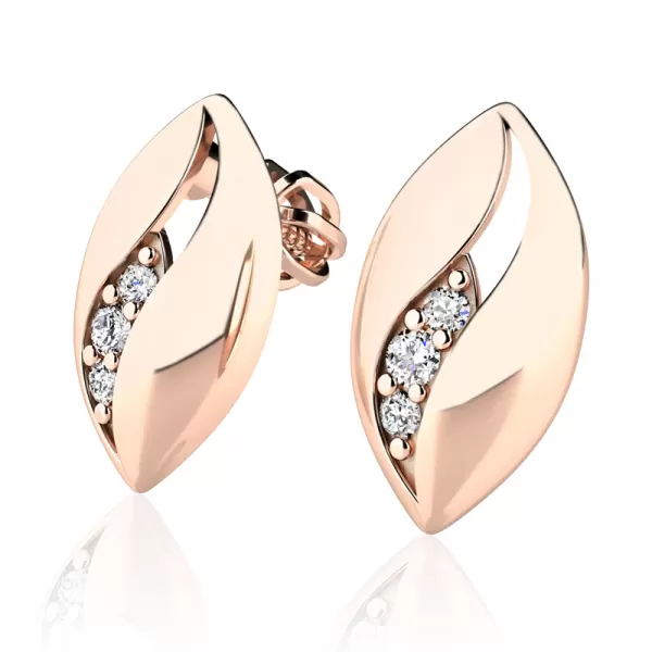 Diamantové náušnice z růžového zlata pecky 10973-CV-DIA