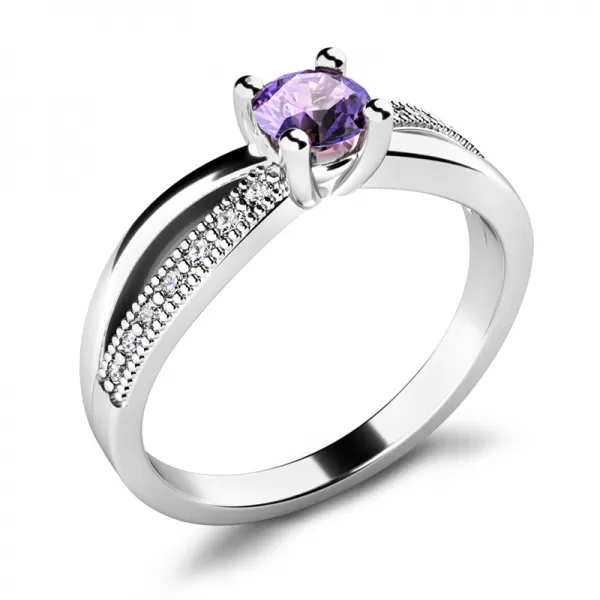 Diamantový prsten z bílého zlata s Tanzanitem 10998-B-TAN