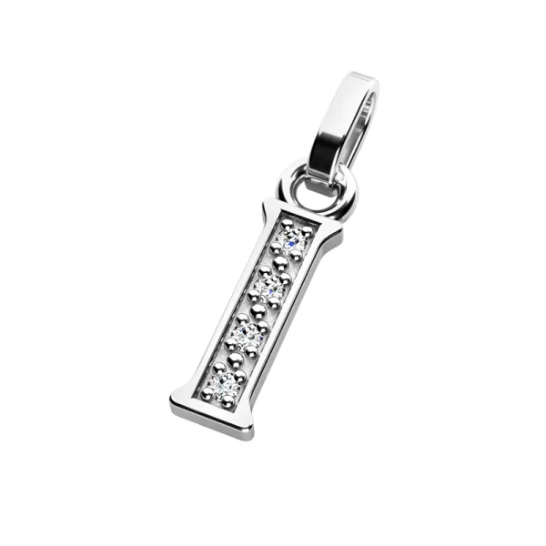 Přívěsek písmeno I bílé zlato 585/1000 přírodní diamanty 0.018 ct G/SI 10982-00-B-DIA-I