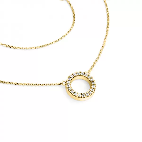 Náhrdelník kroužek s diamanty 10982-NH01-ZL-DIA