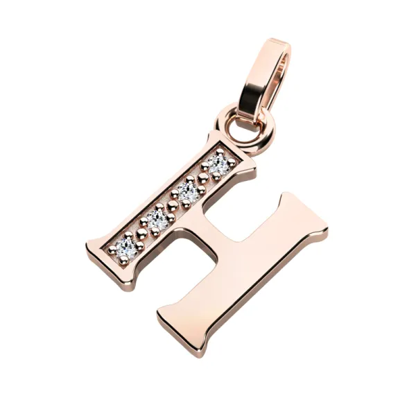 Přívěsek písmeno H růžové zlato 585/1000 přírodní diamanty 0.018 ct G/SI 10982-00-CV-DIA-H