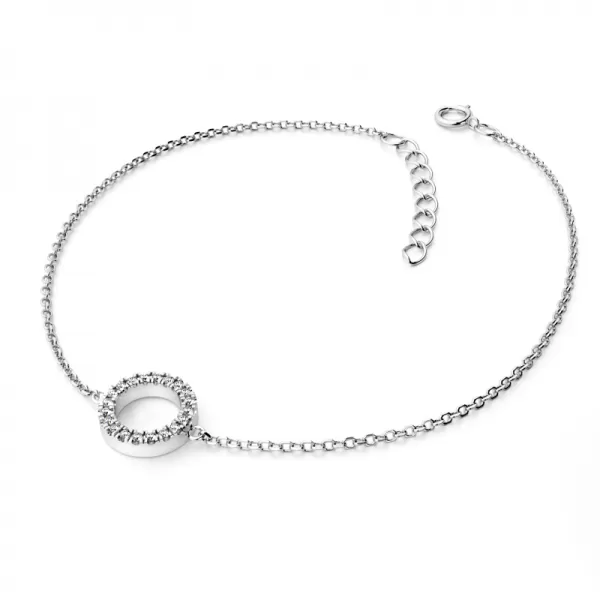 Náramek s kroužkem osázeným diamanty 10981-NR01-B