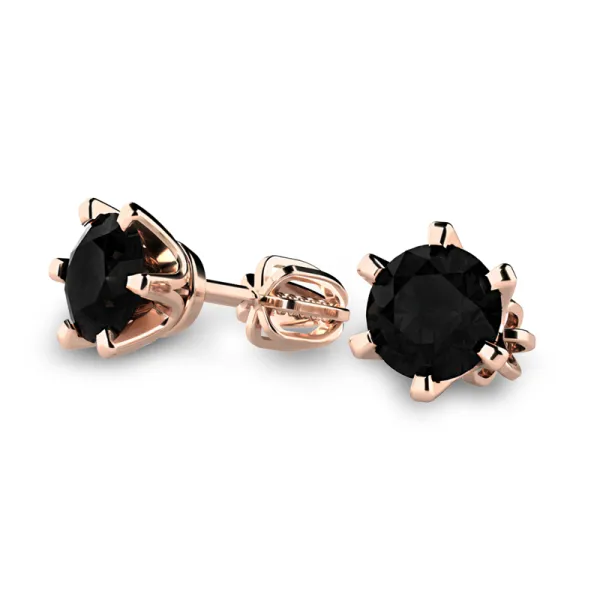 Dámské náušnice růžové zlato 585/1000 s černým zirkonem 10990-CV-ZIR-Black