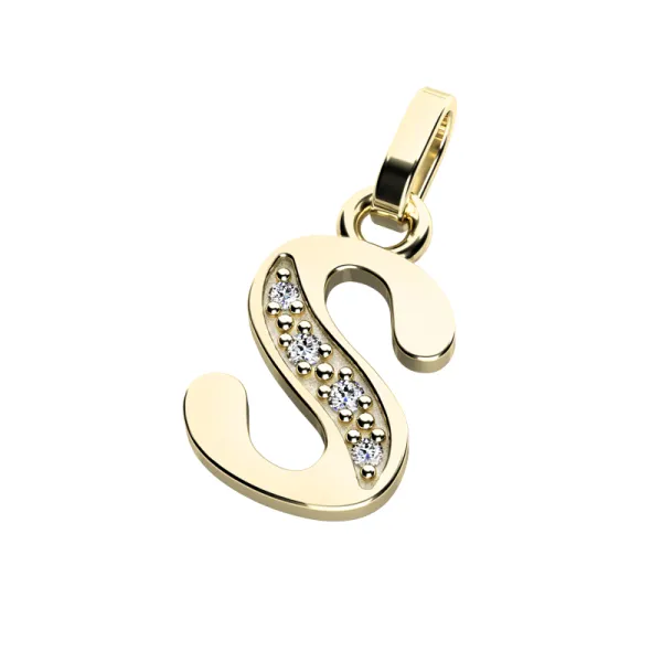 Přívěsek písmeno S žluté zlato 585/1000 přírodní diamanty 0.018 ct G/SI 10982-00-ZL-DIA-S