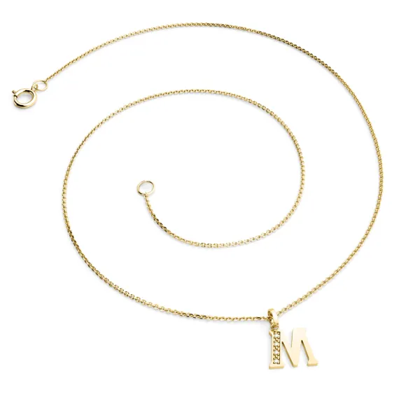 Přívěsek písmeno M žluté zlato 585/1000 přírodní diamanty 0.018 ct G/SI 10982-00-ZL-DIA-M