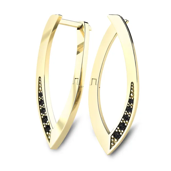 Dámské náušnice ze žlutého zlata 585/1000 přírodní černé diamanty 0,107 ct G/SI 109019-ZL-DIA-Black