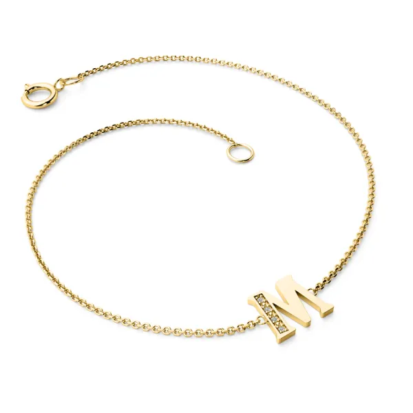 Náramek ze žlutého zlata 585/1000 přírodní diamanty 0.018 ct G/SI 10982-NR05-M-ZL-DIA