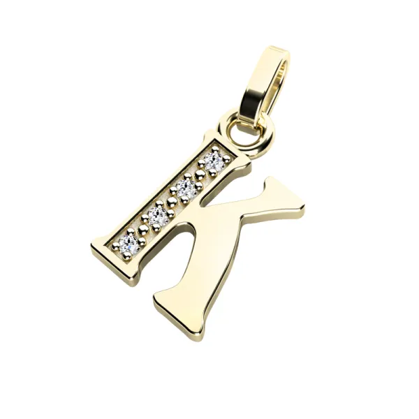 Přívěsek písmeno K žluté zlato 585/1000 přírodní diamanty 0.018 ct G/SI 10982-00-ZL-DIA-K