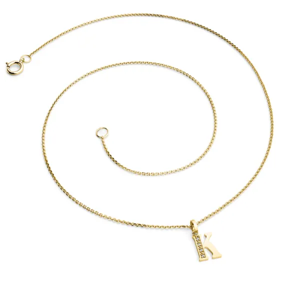 Přívěsek písmeno K žluté zlato 585/1000 přírodní diamanty 0.018 ct G/SI 10982-00-ZL-DIA-K