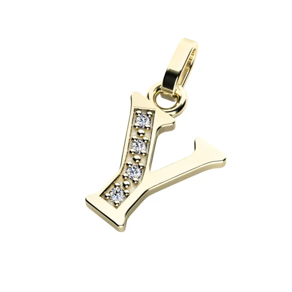 Přívěsek písmeno Y žluté zlato 585/1000 přírodní diamanty 0.018 ct G/SI 10982-00-ZL-DIA-Y