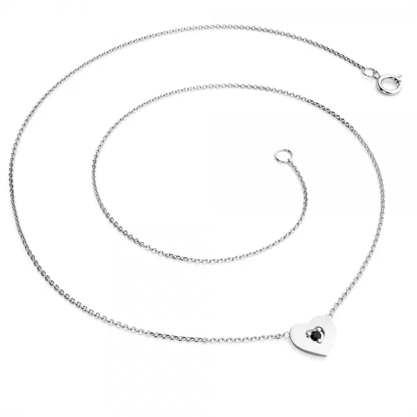 Náhrdelník srdce s diamantem 10874-NH01-B-Black
