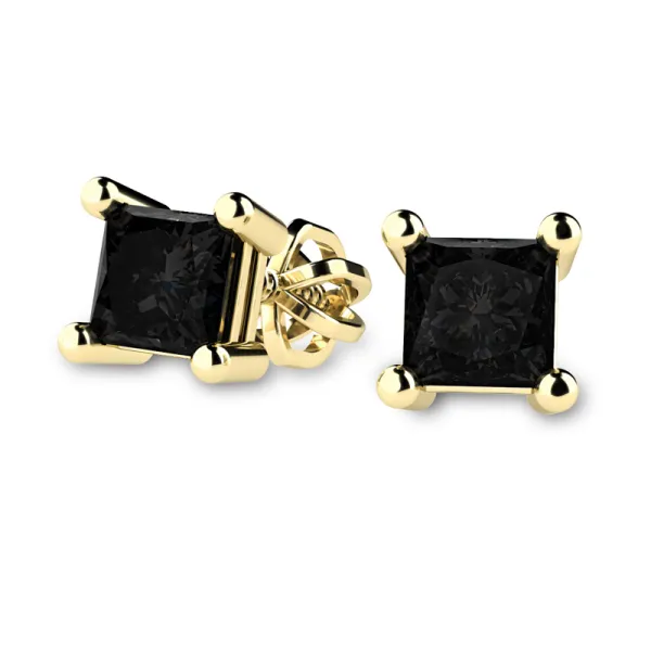 Náušnice žluté zlato 585/1000 s černým zirkonem 109013-ZL-ZIR-Black