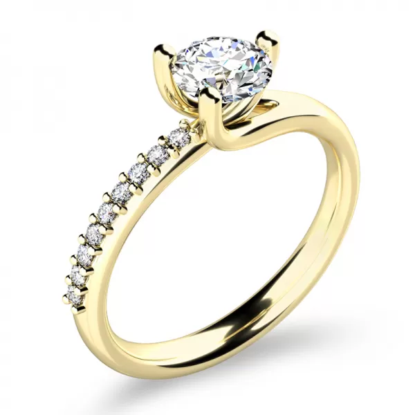 Zásnubní prsten žluté zlato 585/1000 přírodní diamanty 0.754 ct ZP-10964-ZL-DIA