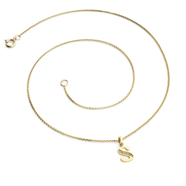 Přívěsek písmeno S žluté zlato 585/1000 přírodní diamanty 0.018 ct G/SI 10982-00-ZL-DIA-S