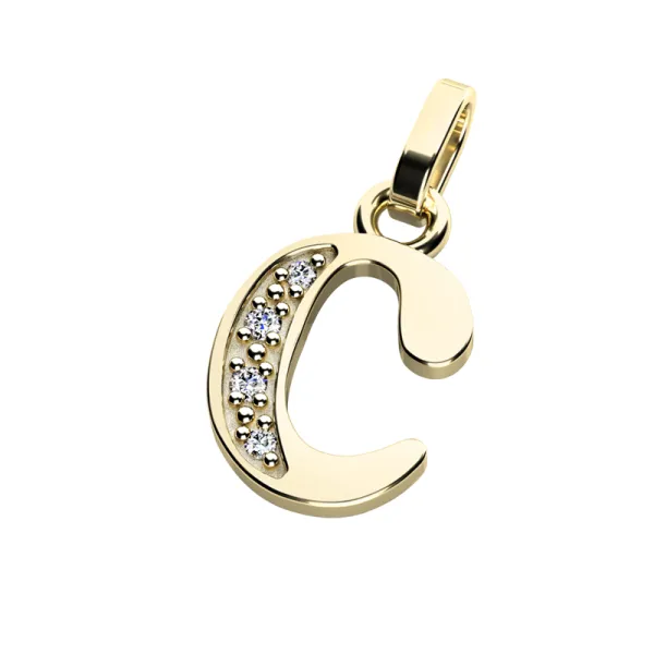Přívěsek písmeno C žluté zlato 585/1000 přírodní diamanty 0.018 ct G/SI 10982-00-ZL-DIA-C