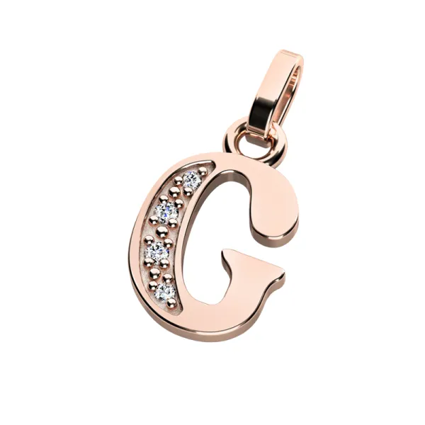 Přívěsek písmeno G růžové zlato 585/1000 přírodní diamanty 0.018 ct G/SI 10982-00-CV-DIA-G