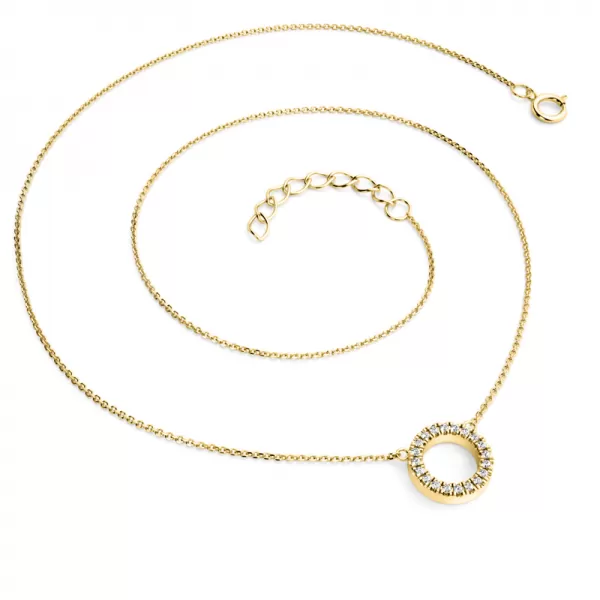 Náhrdelník kroužek s diamanty 10982-NH01-ZL-DIA