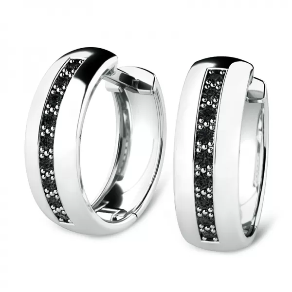 Náušnice bílé zlato 585/1000, přírodní diamanty 0.126ct, 109012-B-DIA-Black