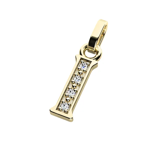 Přívěsek písmeno I žluté zlato 585/1000 přírodní diamanty 0.018 ct G/SI 10982-00-ZL-DIA-I