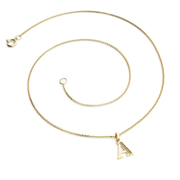 Přívěsek písmeno O žluté zlato 585/1000 přírodní diamanty 0.018 ct G/SI 10982-00-ZL-DIA-O
