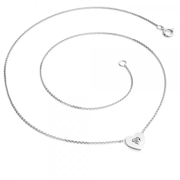 Náhrdelník srdce s diamantem 10874-NH01-B-DIA