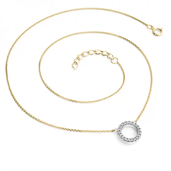 Náhrdelník kroužek s diamanty 10982-NH01-ZLB-DIA
