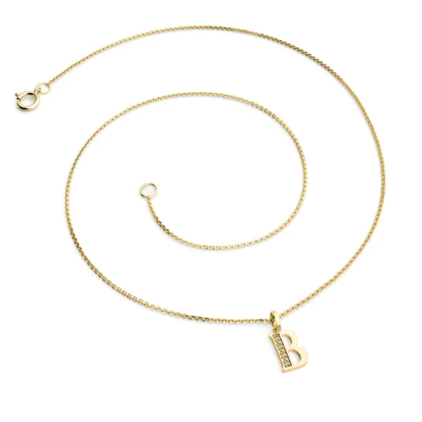 Přívěsek písmeno B žluté zlato 585/1000 přírodní diamanty 0.018 ct G/SI 10982-00-ZL-DIA-B