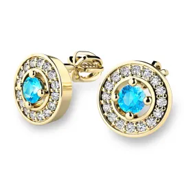 Náušnice žluté zlato 585/1000, přírodní diamanty a topazy, 10921-ZL-TPZ