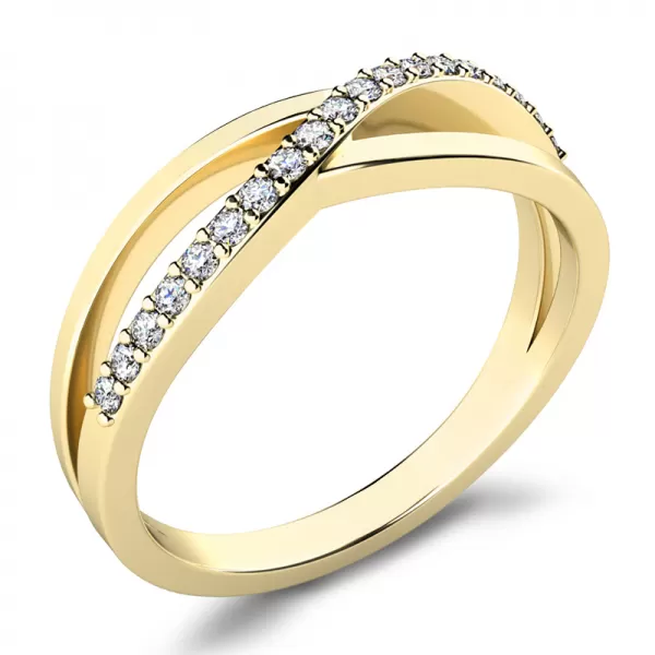 Prsten ze žlutého zlata 585 s přírodními diamanty 0,114ct, 10997-ZL-DIA