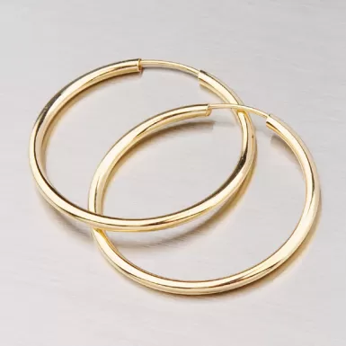 Náušnice kruhy žluté zlato 585 kroužky 25 mm 12-050
