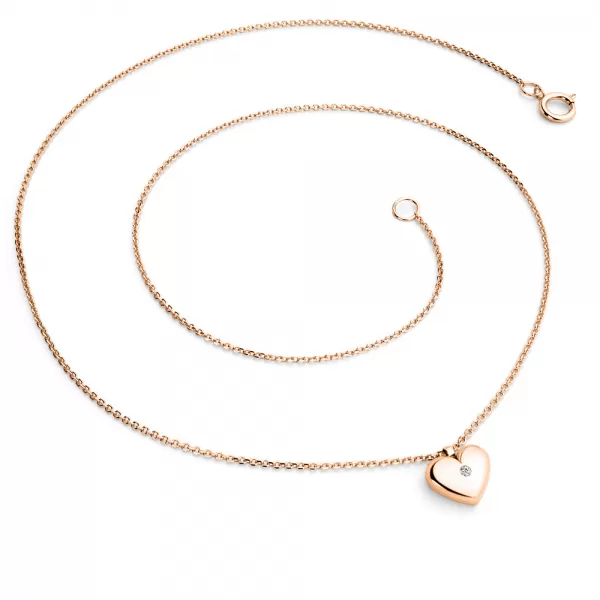 Náhrdelník srdce s diamantem 140019-NH02-CV-DIA