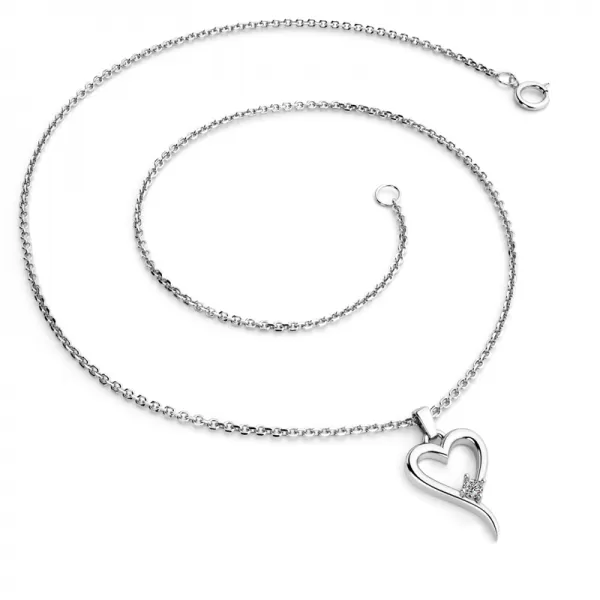 Srdce z bílého zlata s briliantem 140004-B-DIA