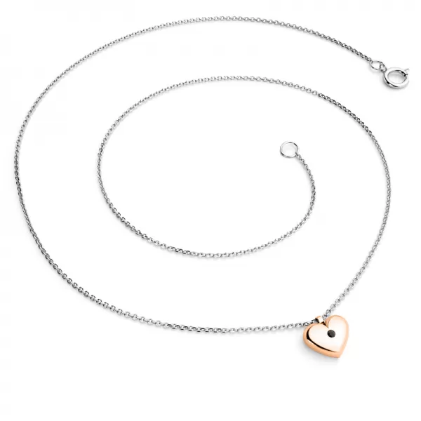 Náhrdelník srdce s diamantem 140019-NH02-BCV-Black