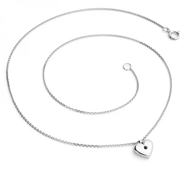 Náhrdelník srdce s diamantem 140019-NH02-B-Black