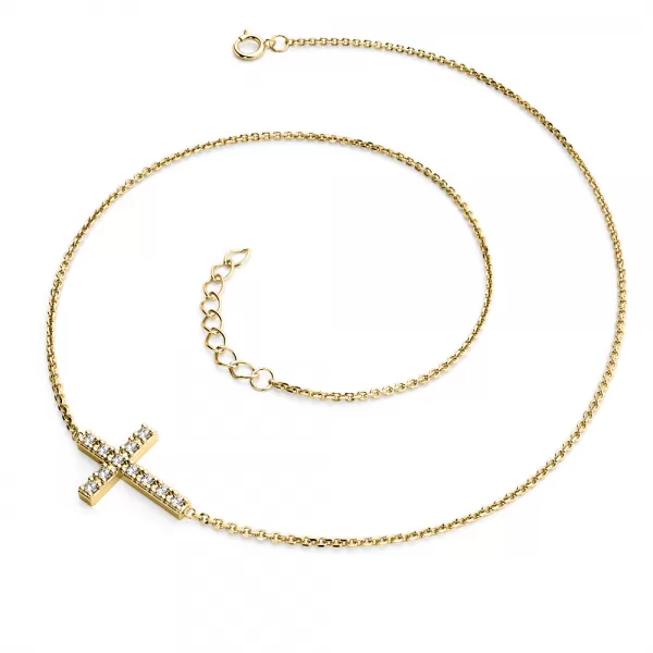 Zlatý náhrdelník s křížem a diamanty 140018-NH01-ZL-DIA