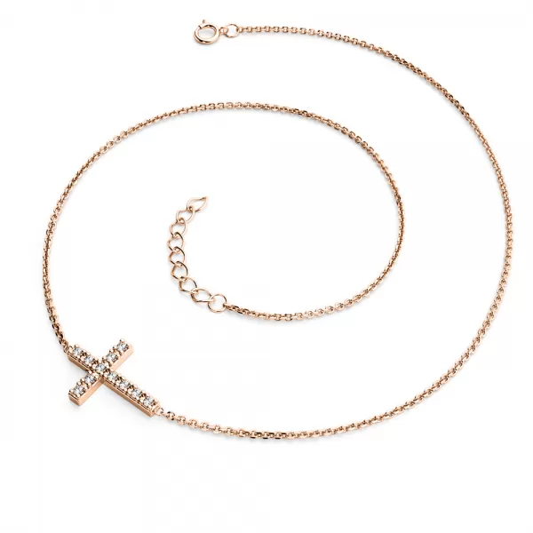 Náhrdelník s křížem a diamanty 140018-NH01-CV-DIA