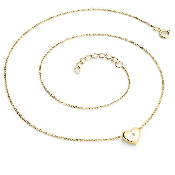 Náhrdelník srdce s diamantem 140019-NH01-ZL-DIA
