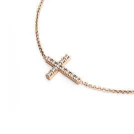Dámský náhrdelník žluté zlato 585/1000 přírodní diamant 0.060 ct G/SI křížem 140018-NH01-CV-DIA